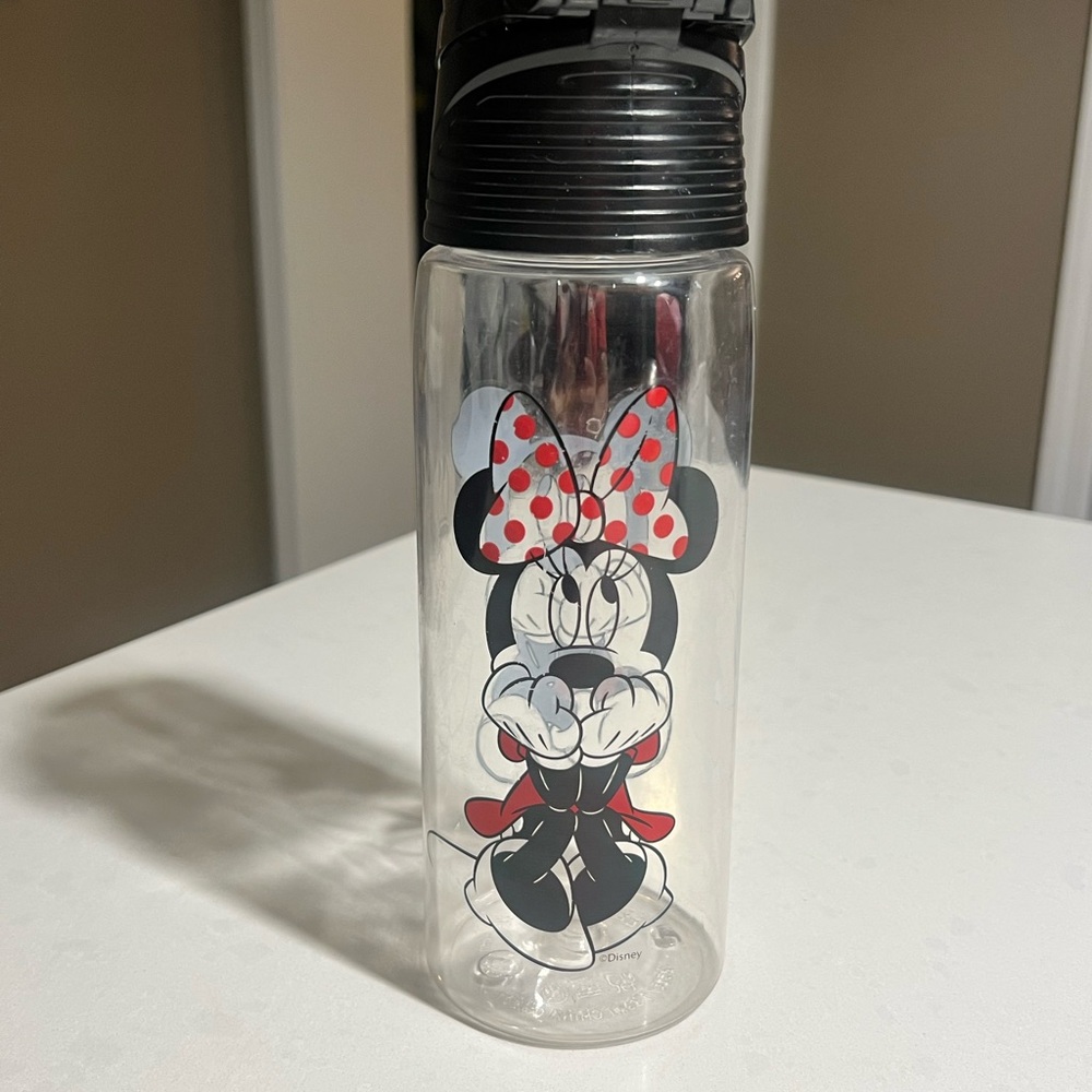 Disney Minnie Mouse Water Bottle - Black, Red, White